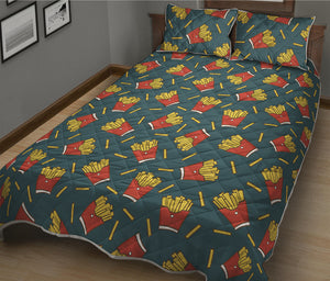 Doodle French Fries Pattern Print Quilt Bed Set