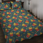 Doodle French Fries Pattern Print Quilt Bed Set