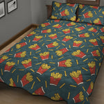 Doodle French Fries Pattern Print Quilt Bed Set