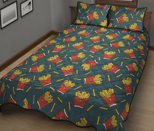 Doodle French Fries Pattern Print Quilt Bed Set