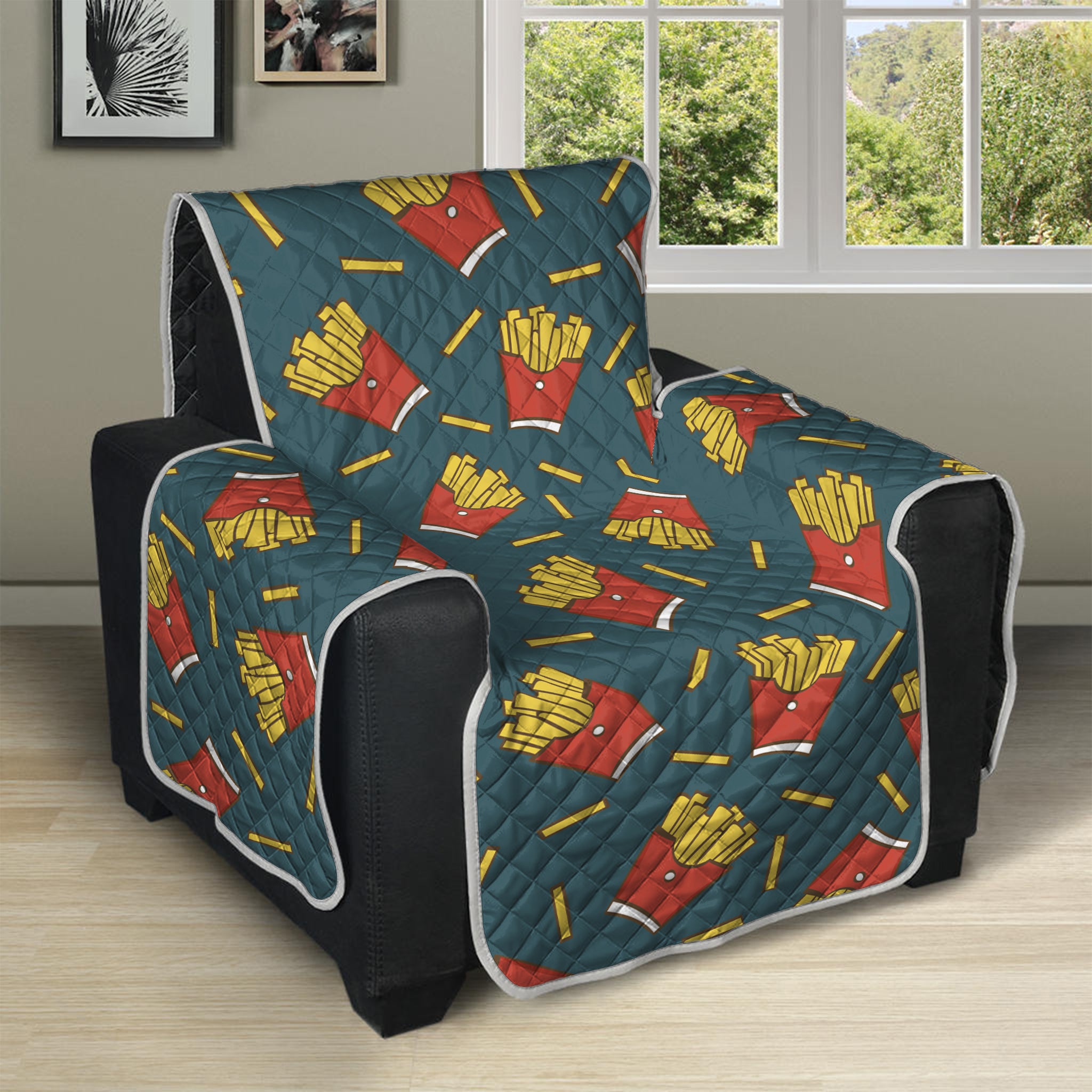 Doodle French Fries Pattern Print Recliner Protector