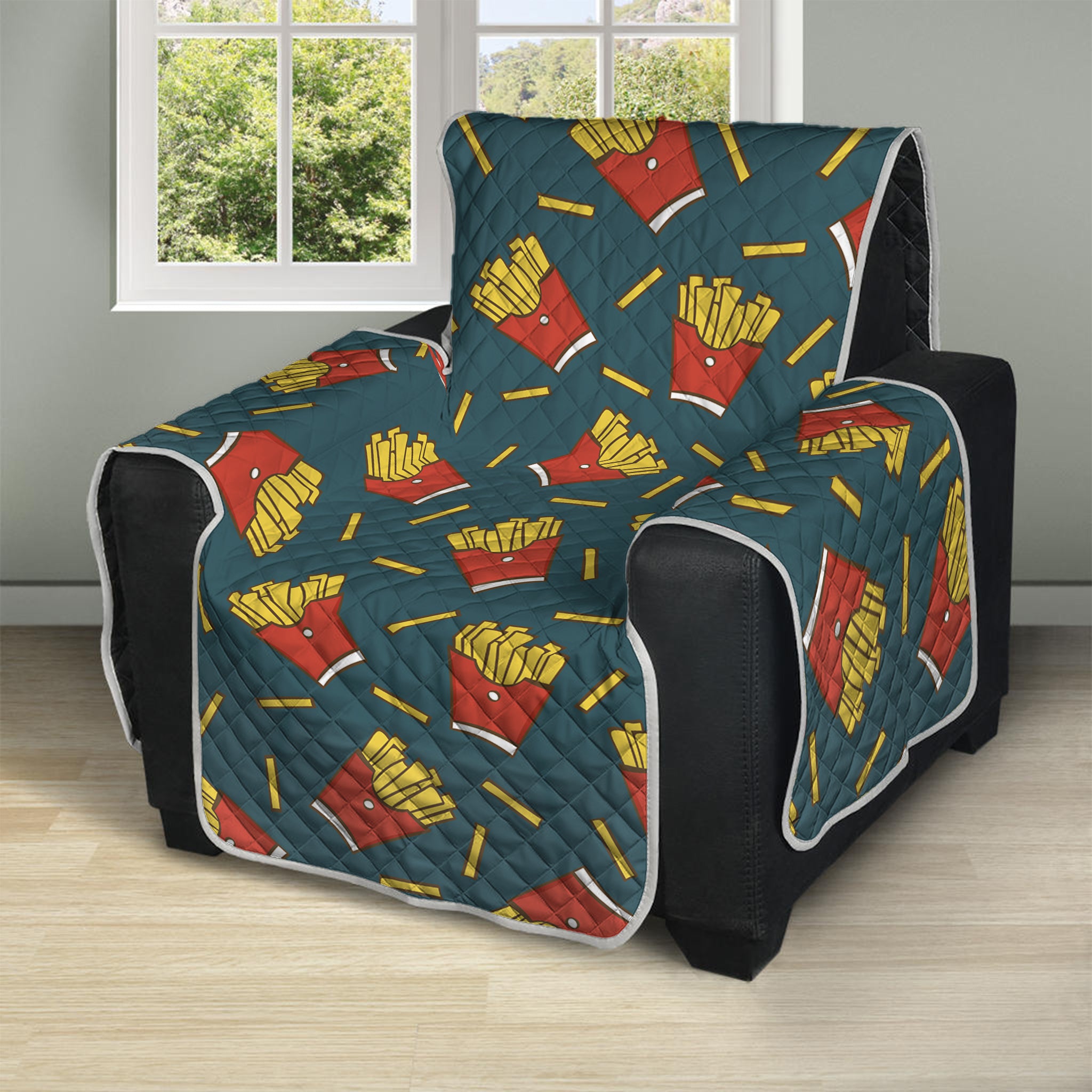 Doodle French Fries Pattern Print Recliner Protector