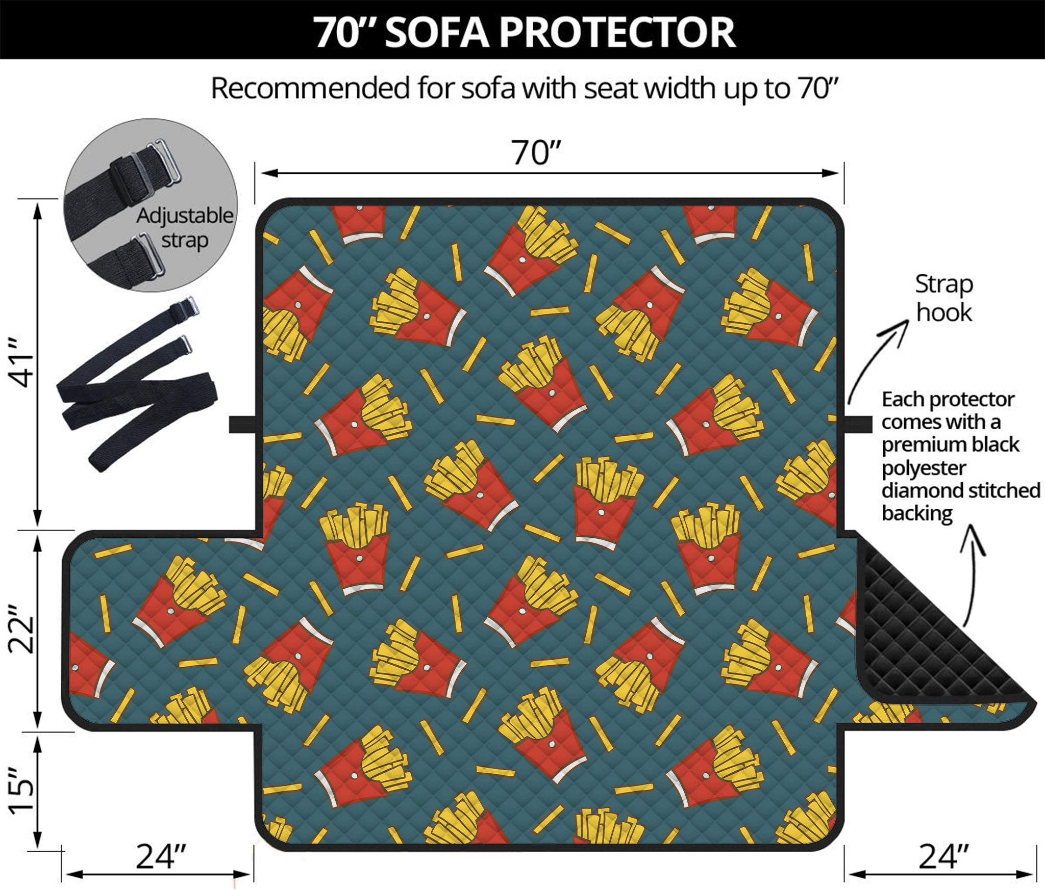 Doodle French Fries Pattern Print Sofa Protector