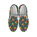 Doodle French Fries Pattern Print White Slip On Shoes