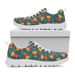 Doodle French Fries Pattern Print White Sneakers