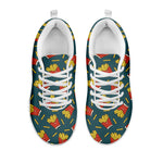 Doodle French Fries Pattern Print White Sneakers