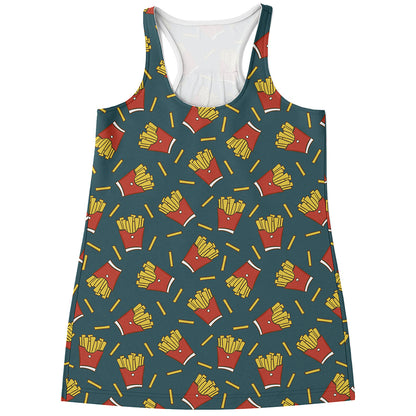 Doodle French Fries Pattern Print Women's Racerback Tank Top