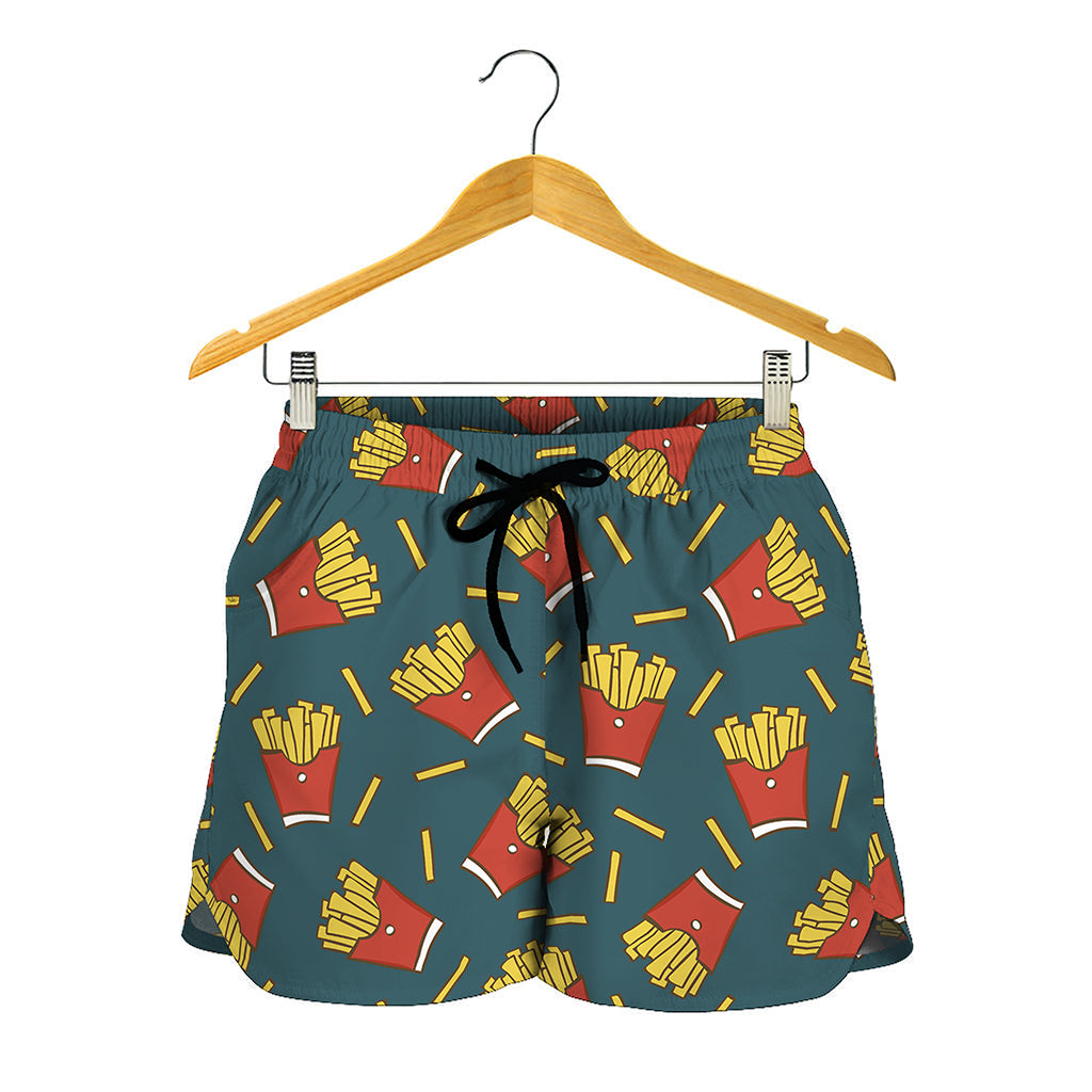 Doodle French Fries Pattern Print Women's Shorts