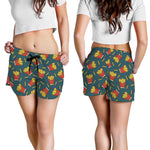 Doodle French Fries Pattern Print Women's Shorts