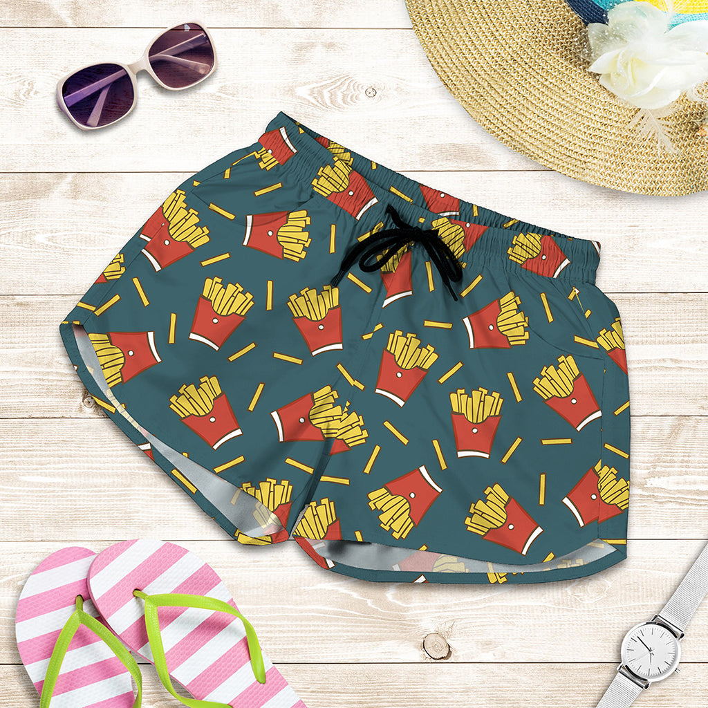 Doodle French Fries Pattern Print Women's Shorts