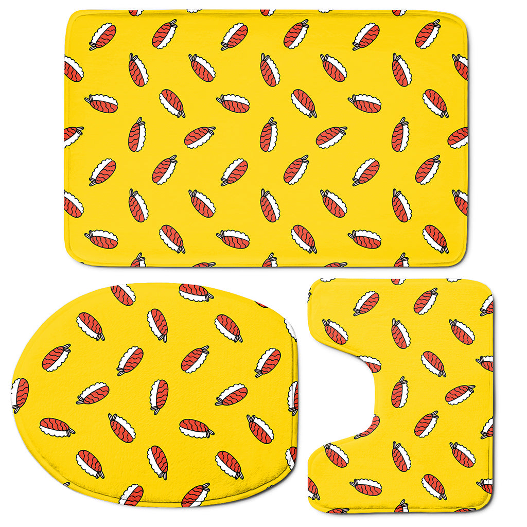 Doodle Japanese Sushi Pattern Print 3 Piece Bath Mat Set