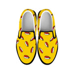 Doodle Japanese Sushi Pattern Print Black Slip On Shoes