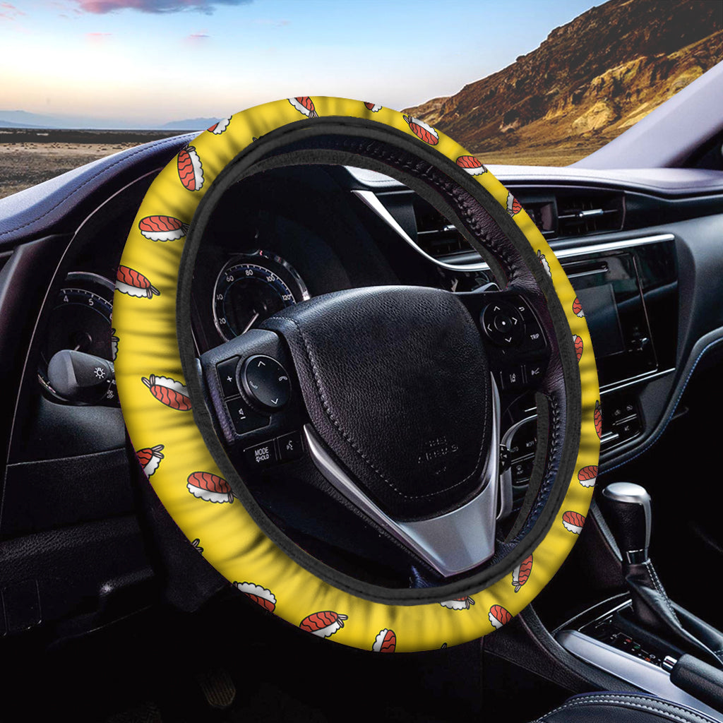 Doodle Japanese Sushi Pattern Print Car Steering Wheel Cover