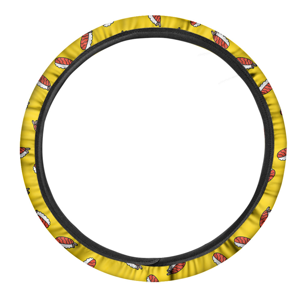 Doodle Japanese Sushi Pattern Print Car Steering Wheel Cover