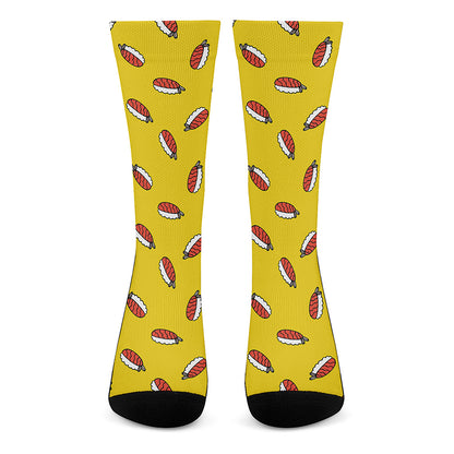 Doodle Japanese Sushi Pattern Print Crew Socks