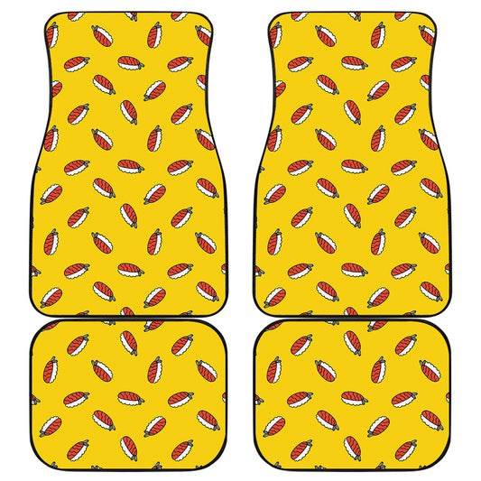 Doodle Japanese Sushi Pattern Print Front and Back Car Floor Mats