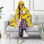 Doodle Japanese Sushi Pattern Print Hooded Blanket