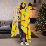 Doodle Japanese Sushi Pattern Print Hooded Blanket
