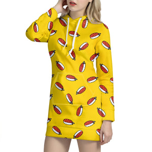 Doodle Japanese Sushi Pattern Print Hoodie Dress