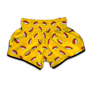 Doodle Japanese Sushi Pattern Print Muay Thai Boxing Shorts