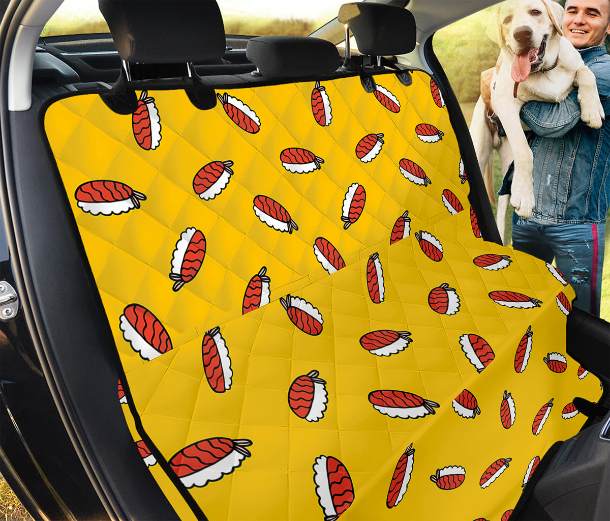 Doodle Japanese Sushi Pattern Print Pet Car Back Seat Cover