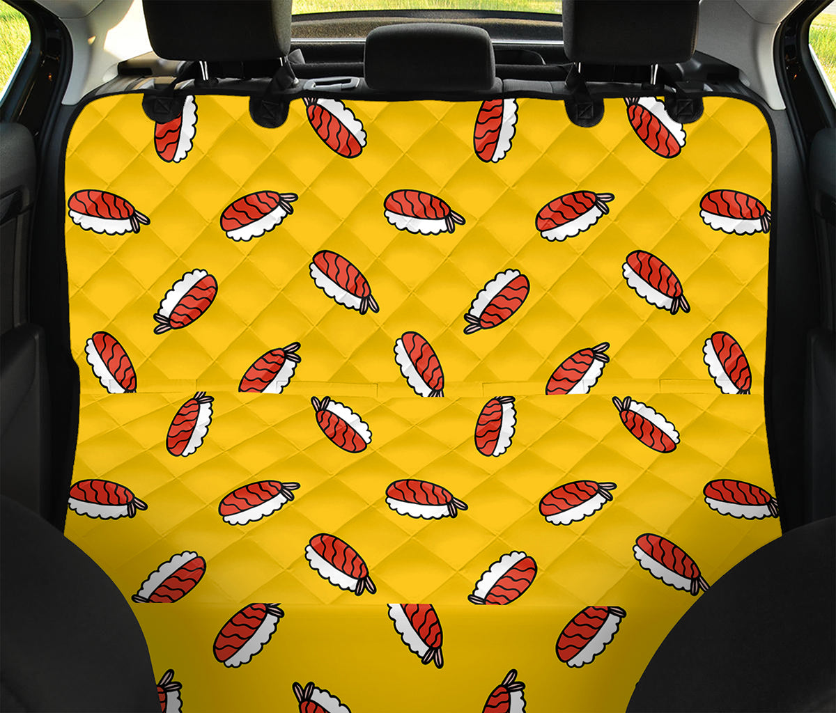 Doodle Japanese Sushi Pattern Print Pet Car Back Seat Cover