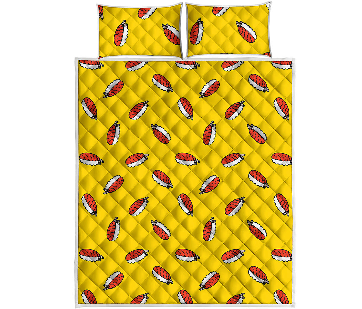 Doodle Japanese Sushi Pattern Print Quilt Bed Set