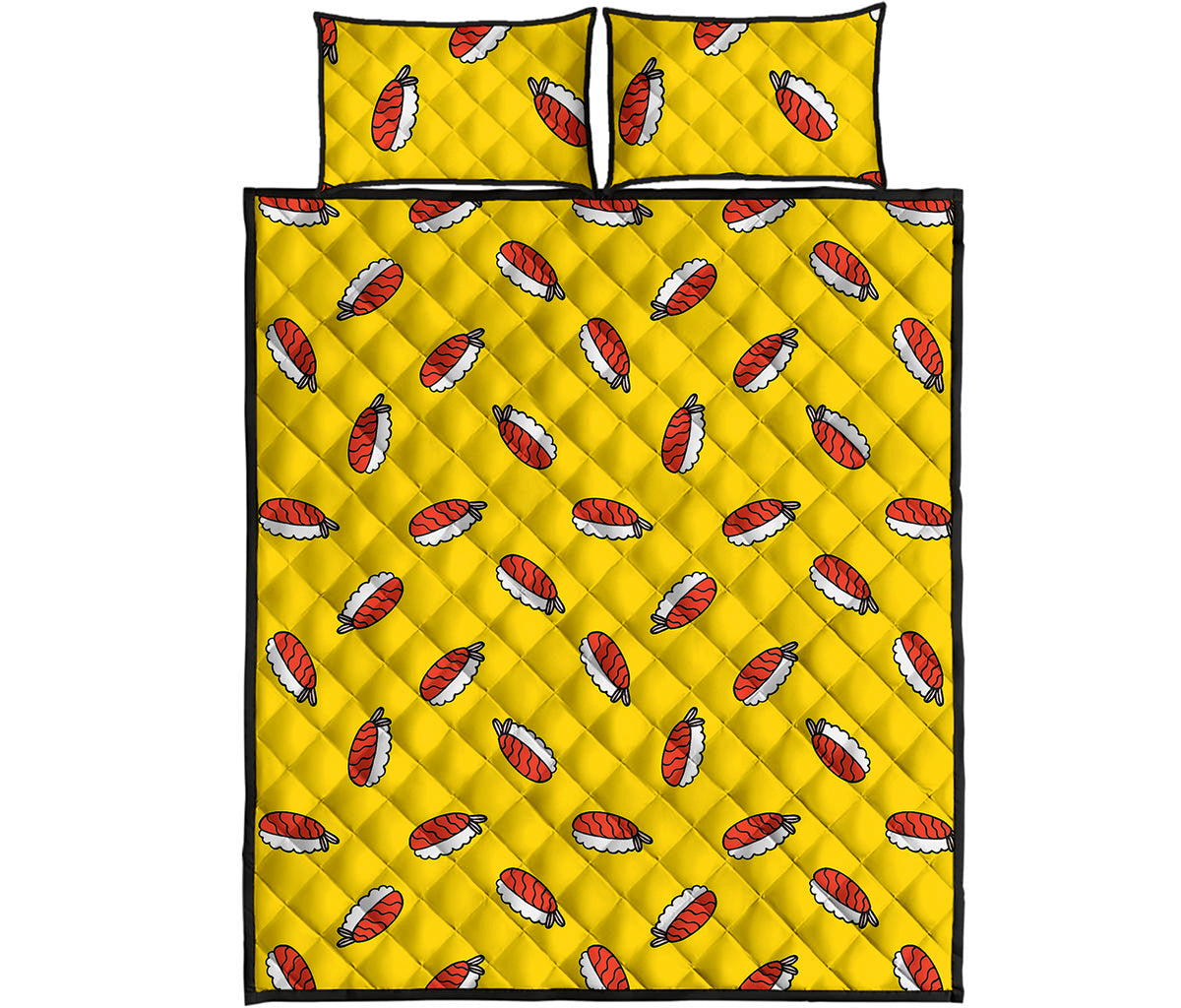 Doodle Japanese Sushi Pattern Print Quilt Bed Set