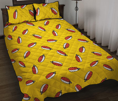 Doodle Japanese Sushi Pattern Print Quilt Bed Set