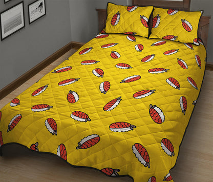 Doodle Japanese Sushi Pattern Print Quilt Bed Set