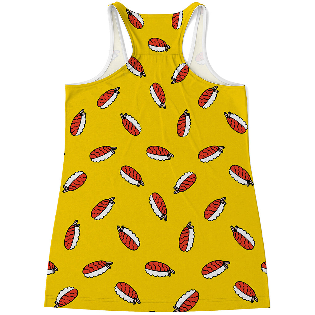 Doodle Japanese Sushi Pattern Print Women's Racerback Tank Top