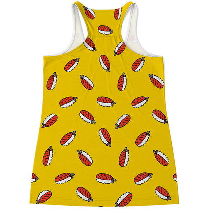 Doodle Japanese Sushi Pattern Print Women's Racerback Tank Top