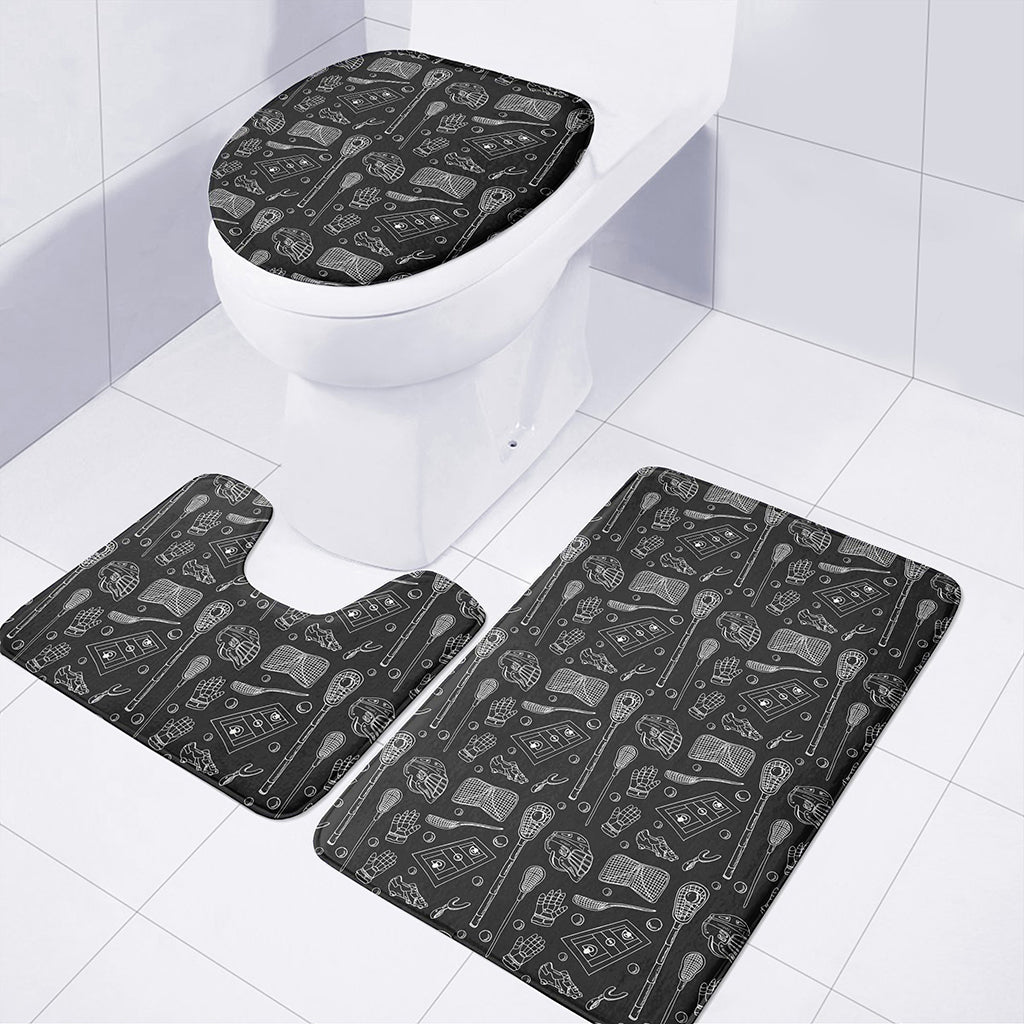 Doodle Lacrosse Pattern Print 3 Piece Bath Mat Set