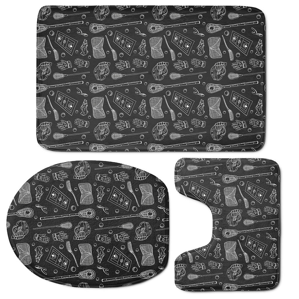 Doodle Lacrosse Pattern Print 3 Piece Bath Mat Set