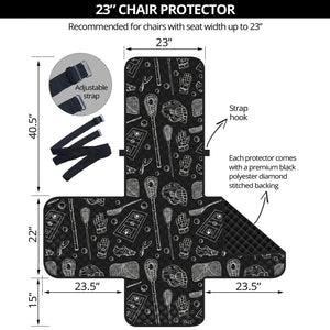 Doodle Lacrosse Pattern Print Armchair Protector