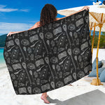 Doodle Lacrosse Pattern Print Beach Sarong Wrap