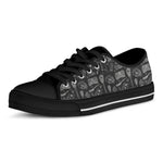 Doodle Lacrosse Pattern Print Black Low Top Shoes