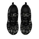 Doodle Lacrosse Pattern Print Black Sneakers