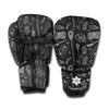 Doodle Lacrosse Pattern Print Boxing Gloves