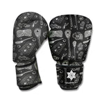 Doodle Lacrosse Pattern Print Boxing Gloves