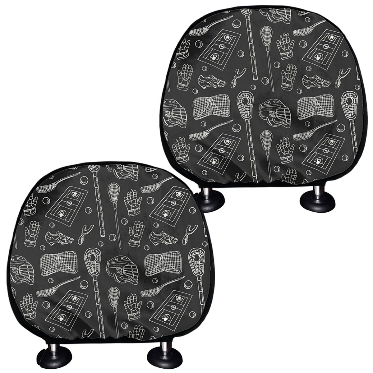 Doodle Lacrosse Pattern Print Car Headrest Covers