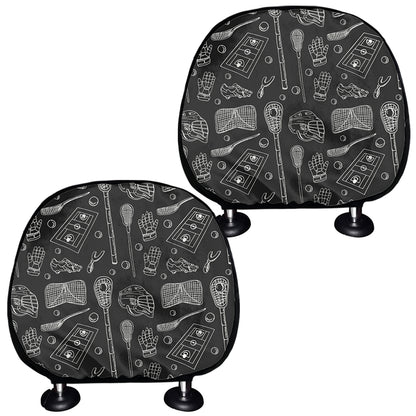 Doodle Lacrosse Pattern Print Car Headrest Covers