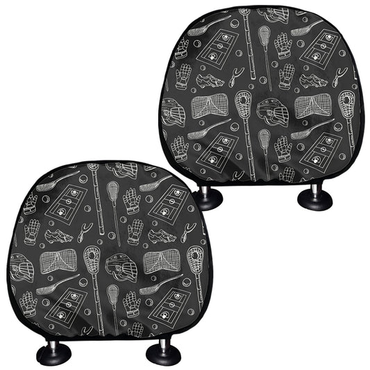 Doodle Lacrosse Pattern Print Car Headrest Covers