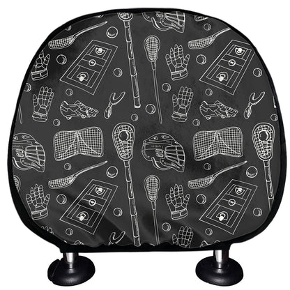 Doodle Lacrosse Pattern Print Car Headrest Covers
