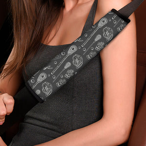 Doodle Lacrosse Pattern Print Car Seat Belt Covers