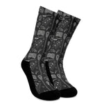Doodle Lacrosse Pattern Print Crew Socks