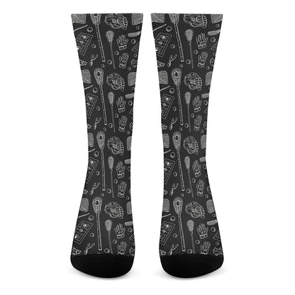 Doodle Lacrosse Pattern Print Crew Socks