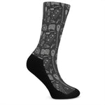 Doodle Lacrosse Pattern Print Crew Socks