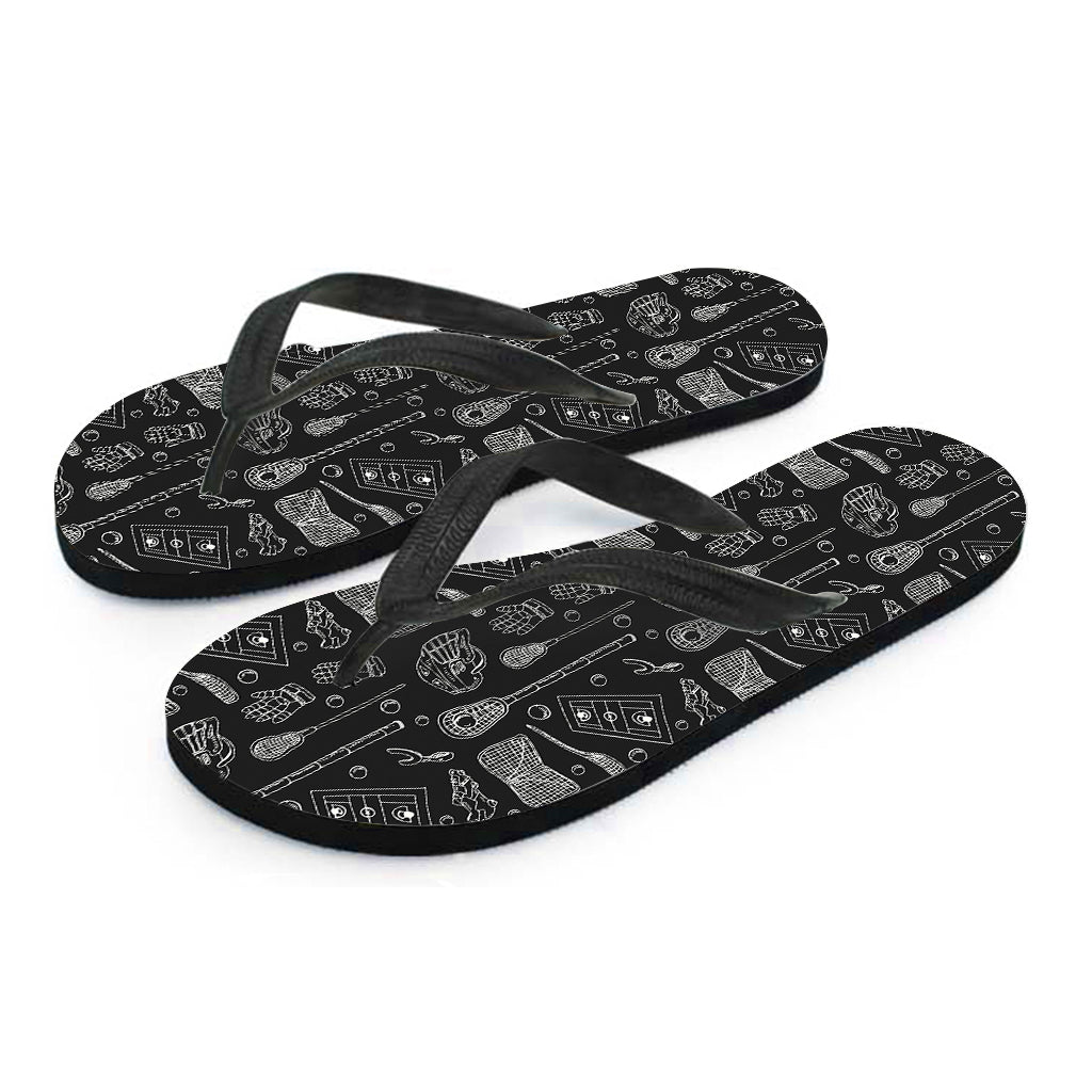 Doodle Lacrosse Pattern Print Flip Flops