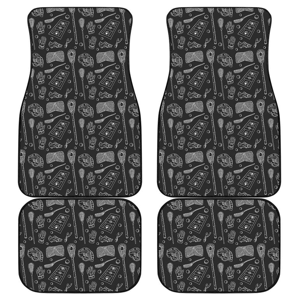 Doodle Lacrosse Pattern Print Front and Back Car Floor Mats